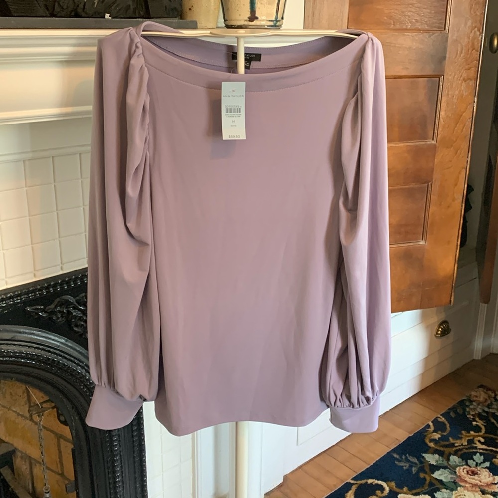 Ann Taylor petites‎ shirted cuff blouse in lavender. NWT. Retail 59.50